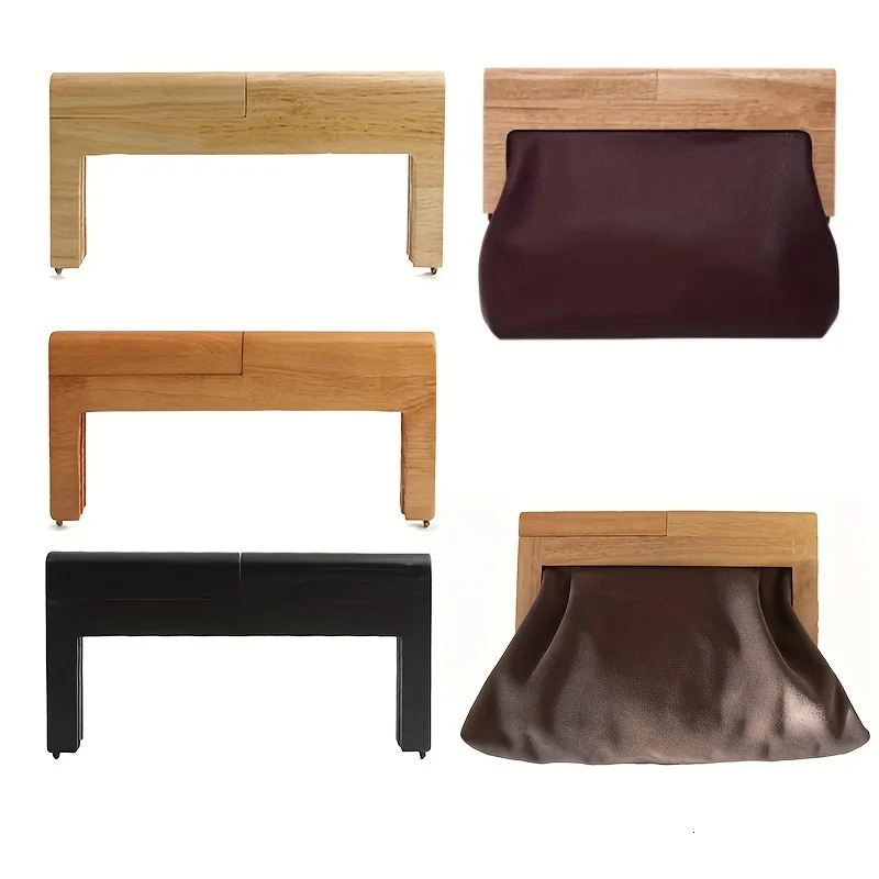 1PC 217cm275cm Fashion Simple Solid Wood Wallet Frame Retro Bag Knitted Wooden DIY Handle Accessories 250311