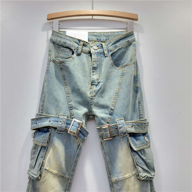 Strap Up Jeans For Women 2023 American High Street Niche Spicy Girl, Mopping The Floor To Show Off Slim, Slightly Flared Long Pants