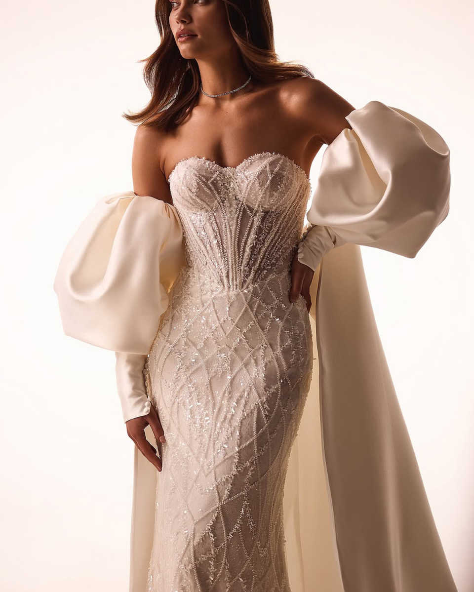 Elegant Mermaid Wedding Dress Sweetheart Neck Wrap Bridal Gowns Beaded Sequins Sweep Train Dresses Custom Made vestidos de novia