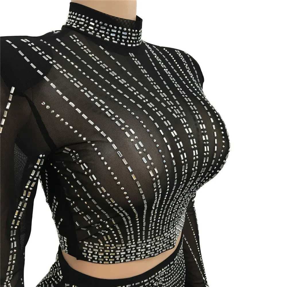 Tulle Hot Fix Crystal Maternity Photoshoot Dress Set Rhinestone Stretchy Pregnancy Photography Outfit Cut Out Women Evening Gown X250224