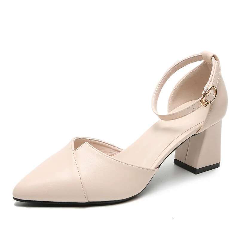 High Heel Thick High Heels Small Pointed Women Shoes Large Size Black Heel Summer Sandals