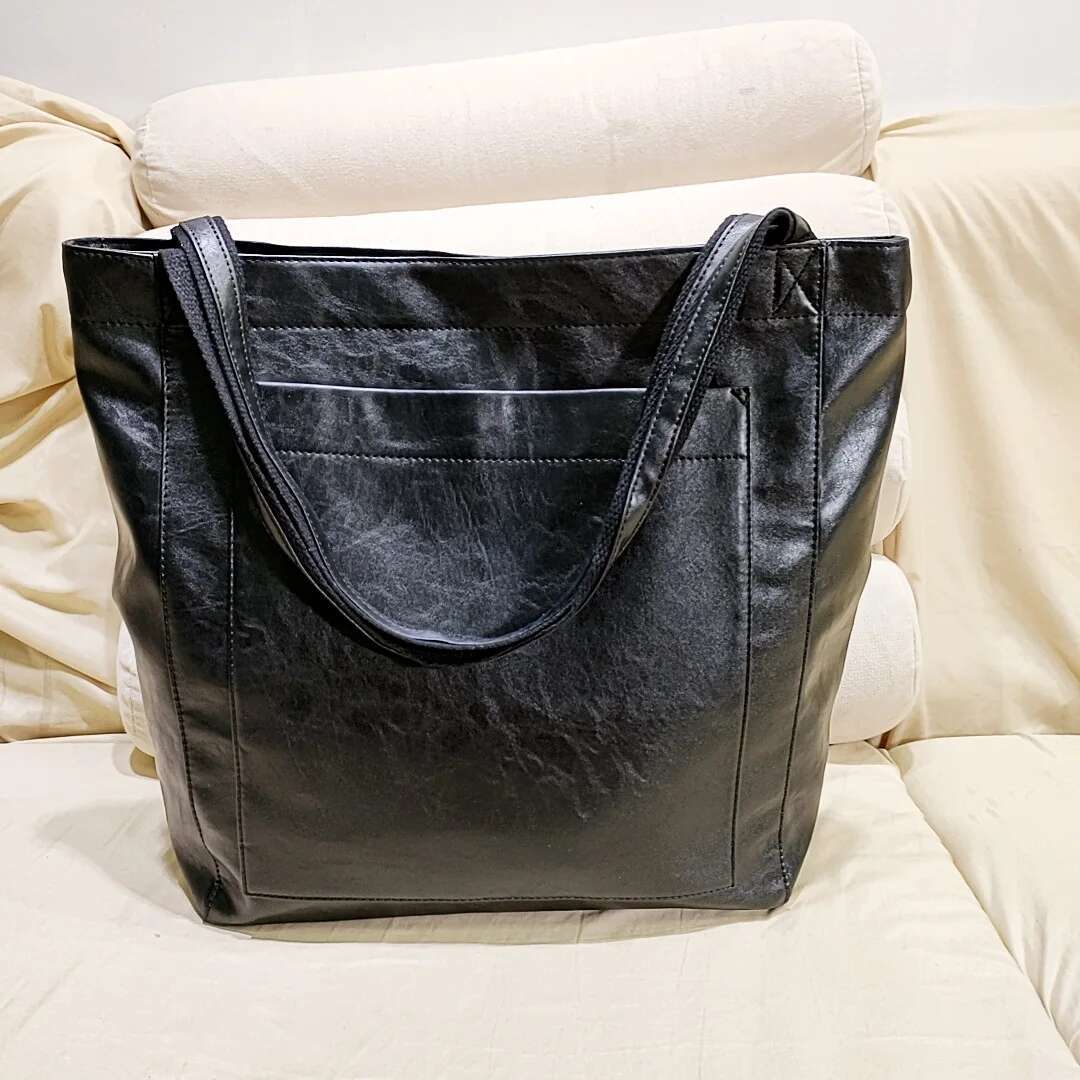 Oversized Tote For Women Handbags Large Size Shoulder Bags Vintage Style Solid Color Soft PU Leather Purses Sacs