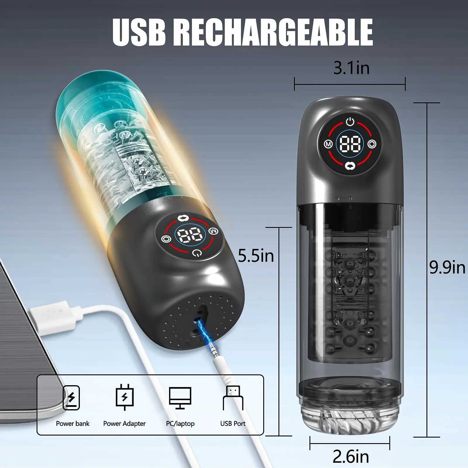 Automatic Male Masturbator with Rotating Vacuum Penis Pump Sucking Lick Vibrator Adult Sex Toys for Men Pocket Pussy LCD Display W250311