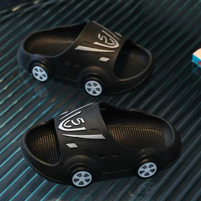 Childrens slippers summer boys and girls at home anti slip indoor handsome cartoon car childrens baby cool slippersT250311