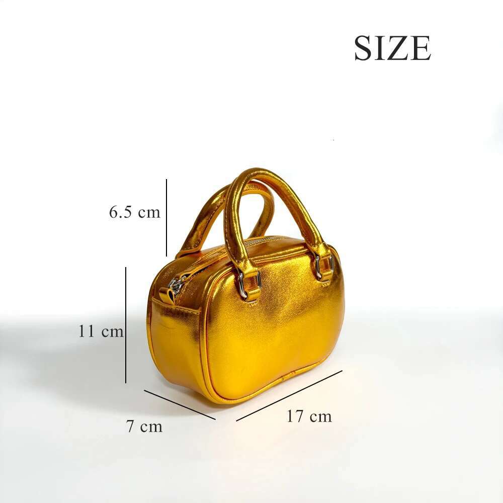 Fashion Casual Style Mini Gold Crossbody Bag Women Boston Top-Handle Handbag