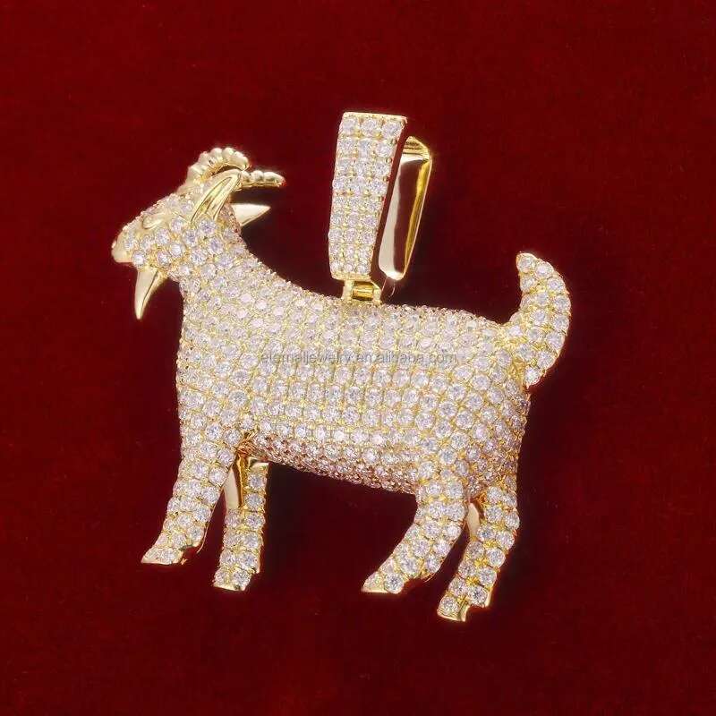 Pendant Necklaces Factory Customized Iced Out Goat Pattern Passed Dia S Sier VVS Moissanite Fashion Hiphop