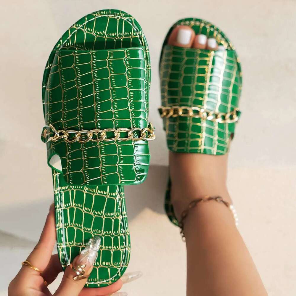 2025 for Women New Summer Fashion Casual Versatile Open Toe Slippers Women's Chain flat Sandals Shoes Large Size 36-43 's