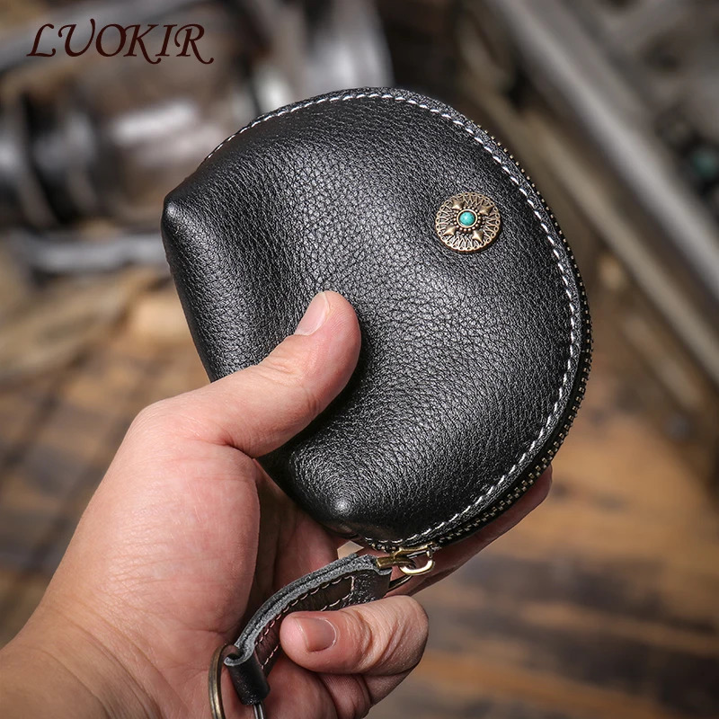 LUOKIR High Grade Real Leather Coin Purse Mens Fashion Key Bag Women y Small Wallet Bank Card Bluetooth Headset Organizer 250311