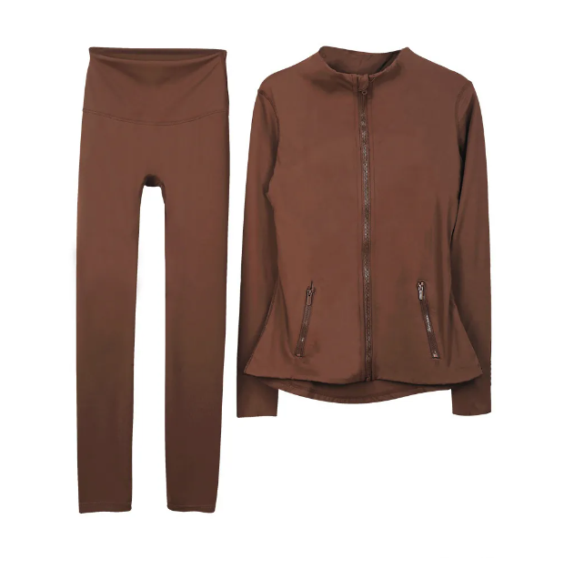 2025 womens yoga set spotes zippered cardigan long sleeved slim fit running fiess definition gym sports jacket Bell-bottom Suits Tracksuits Set design