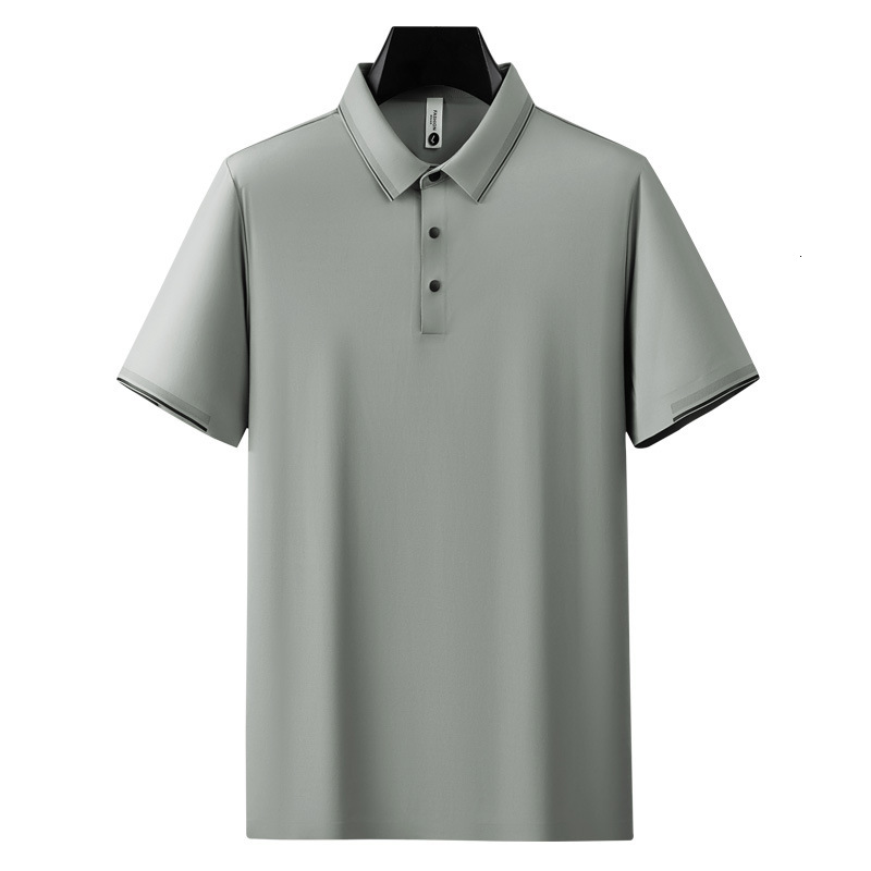 non ironing short sleeved polo for men, with a sense of business sophistication, ice silk drape, high elasticity shirt collar, men's T-shirt trac