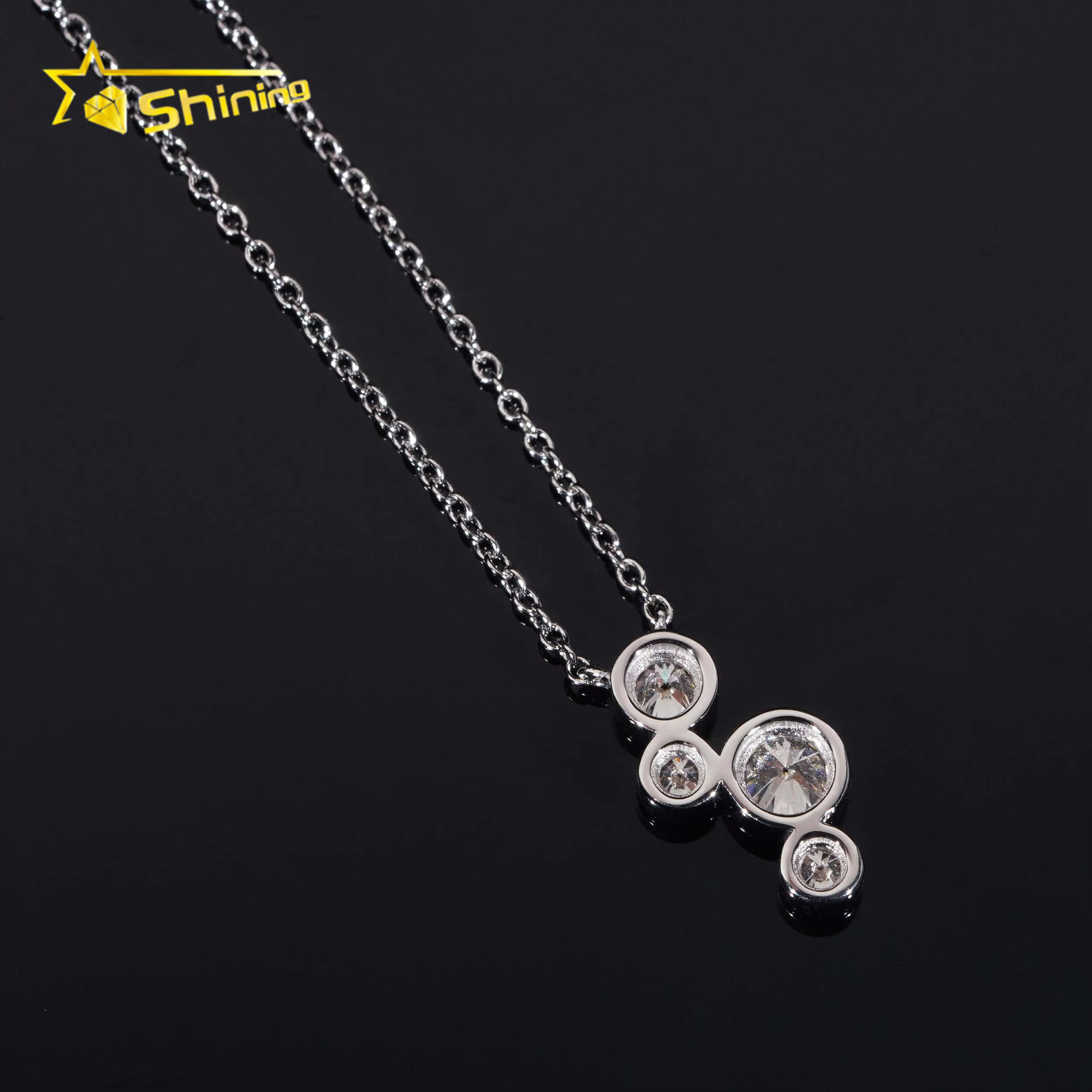 Fashion Jewelry 925 Silver Round Brilliant Cut Moissanite Diamond Pendant Custom Fancy Diamond Pendant Necklace for Women