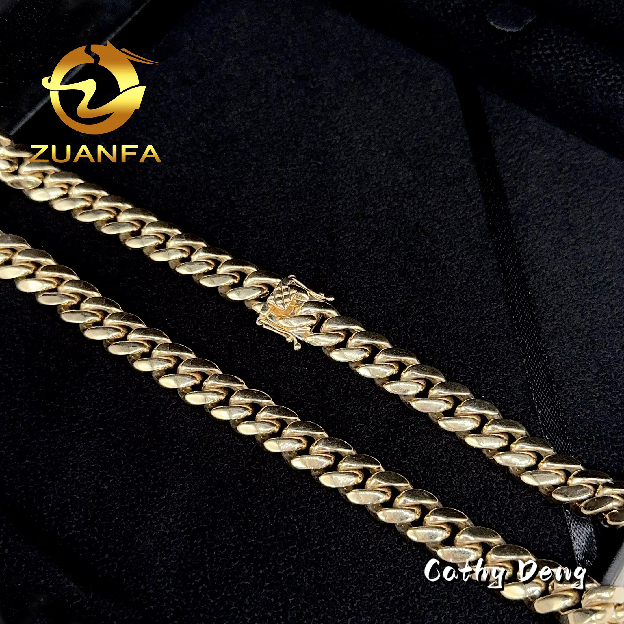 Luxury 14k Solid Gold Cuban Chain 12mm AU585 Gold Hip Hop Jewelry Rapper Miami Cuban Link Chain Necklace for Men