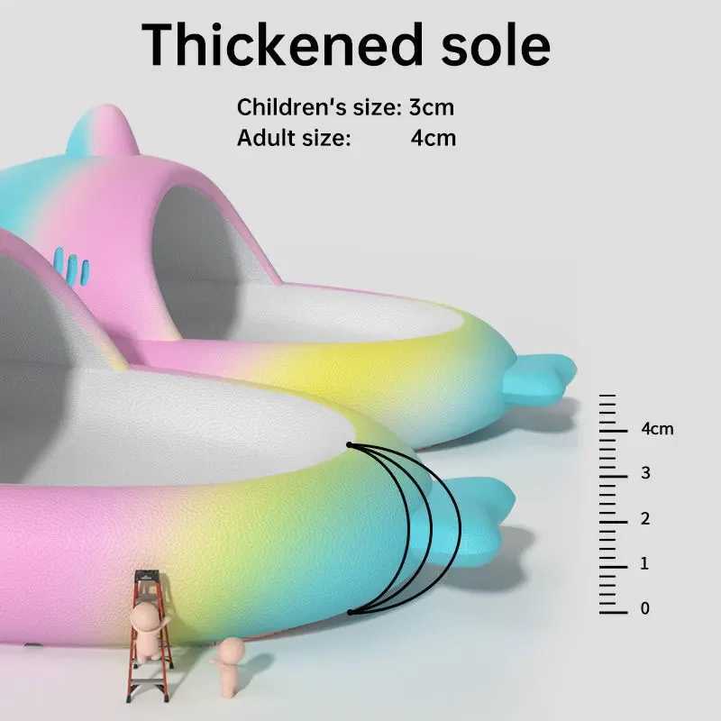 ColourChildrenSlippersSharkFlipFlopsSoftSoleCartoonSlipperWome Man Bathroom Sandal EVA Non-slip Children Shoes Sandals FlipFlopsT250311