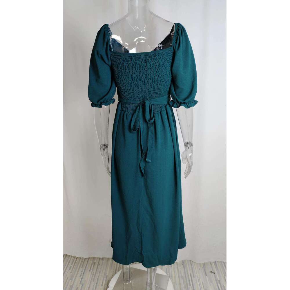2025 Women's New Sexy Trendy Bubble Sleeve V-Neck Loose High Waist Dress For Women KLMY