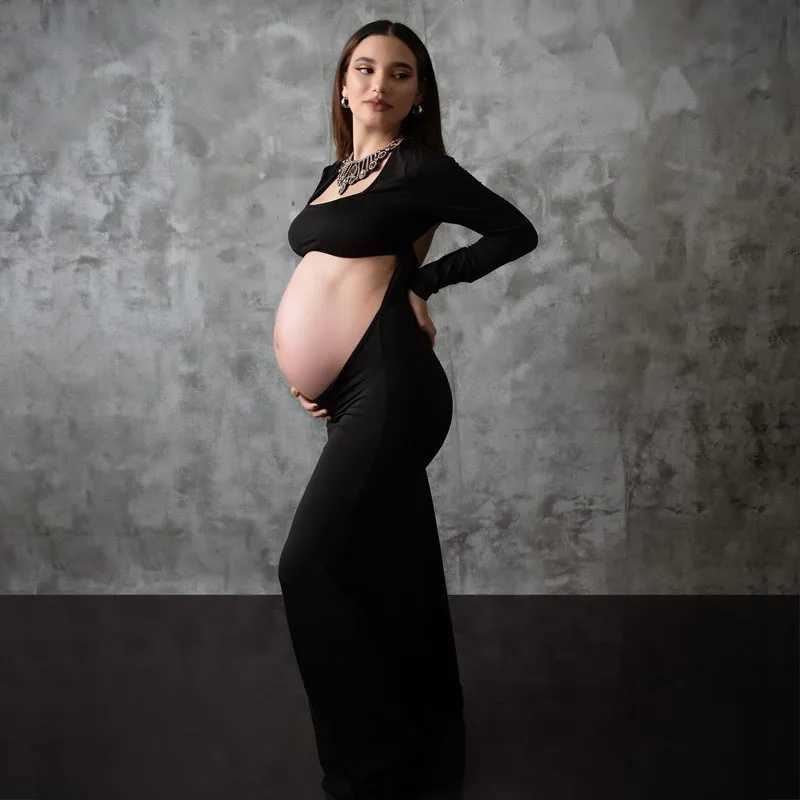 Maternity Sexy Bodycon Dresses Pregnant Photo Dress Square Neck Long Sleeve Wedding Party Pregnant Clothes X250224