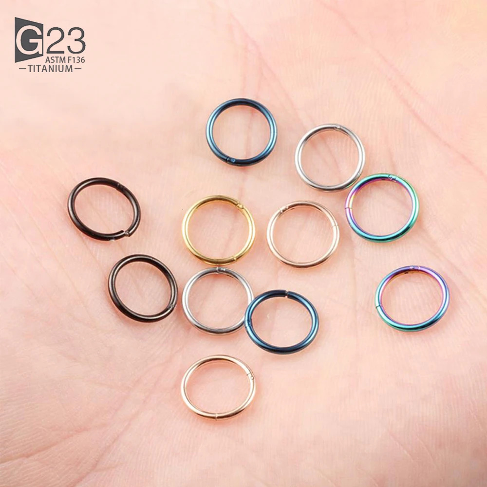 50pcs100Pcs G23 Nose Piercing Hinged Segment Hoop Ring For Women Men Septum Clicker Ear Helix Earring Jewelry 250213
