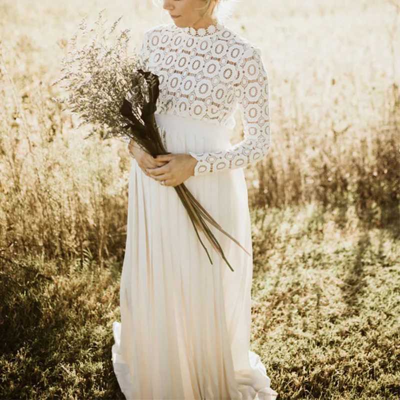 White maternity evening gown baby shower maternity conversation photos elegant women pregnant women long sleeved hollow long skirt X250224