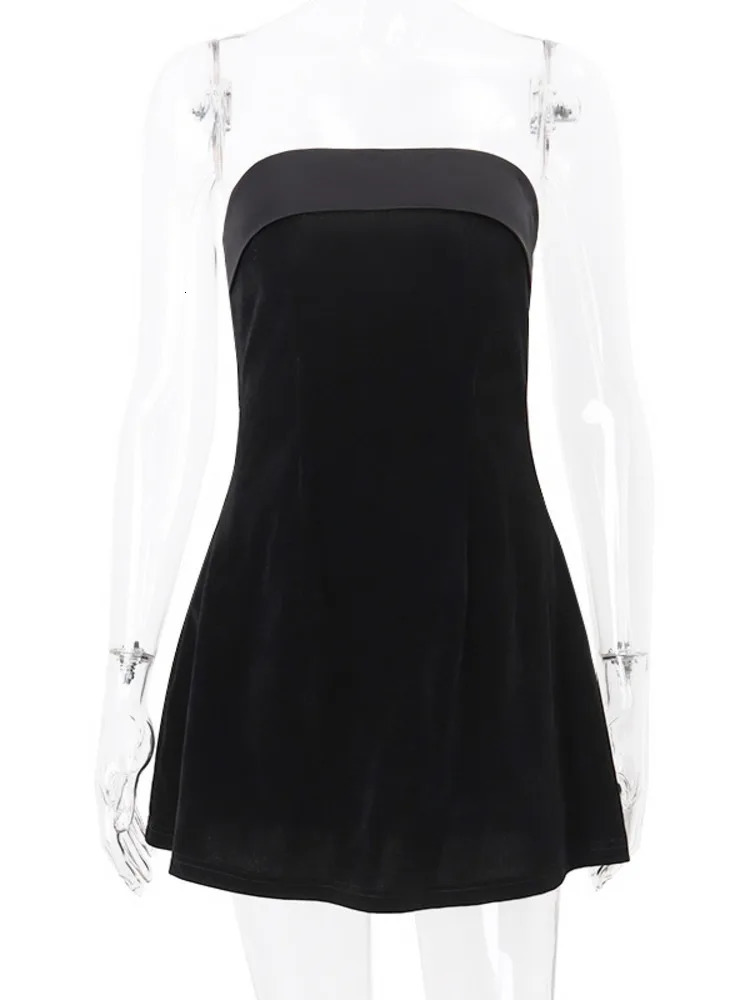 Mozision Strapless Backless Sexy Mini Dress Women Fashion With Zipper Offshoulder Sleeveless Aline Bodycon Club Party 250311