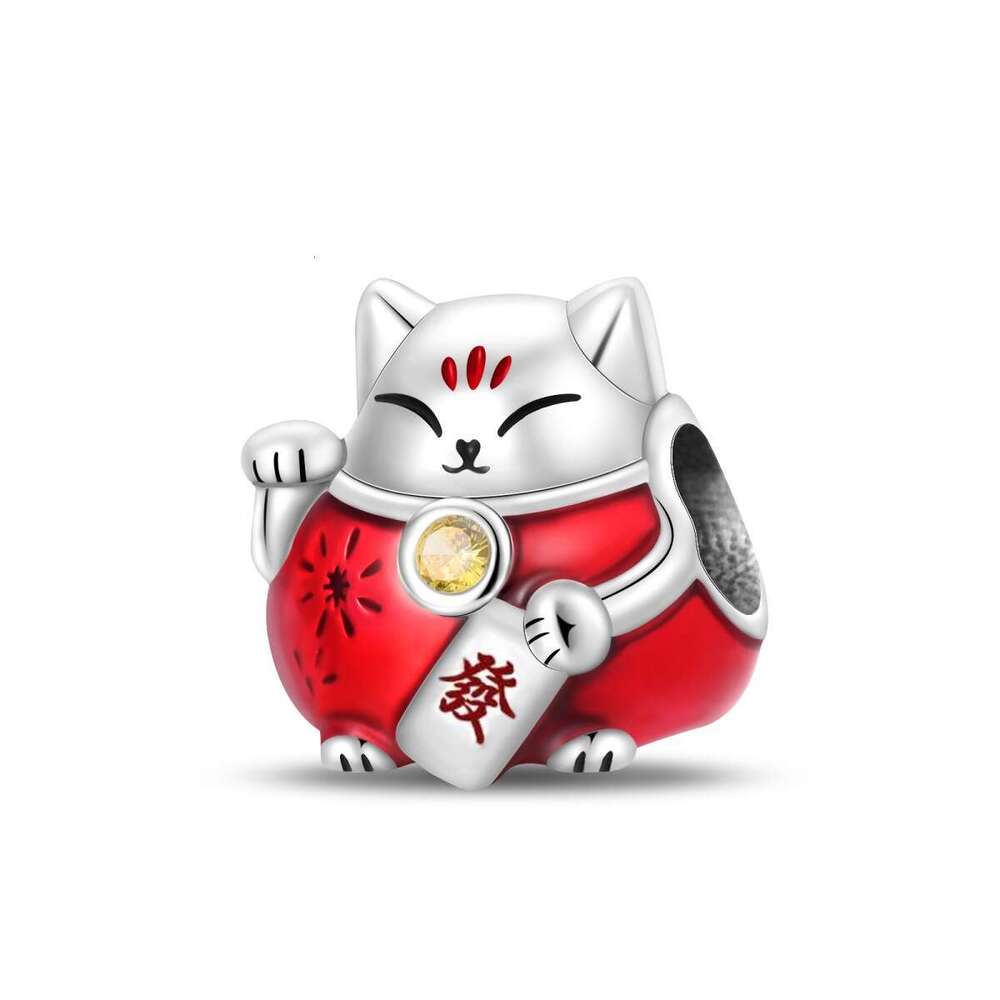 Hot selling New Year Series 925 sterling silver Lion Dance Red Lantern Lucky Cat Charms Pendant Beads fit bracelet diy for women jewelry gift