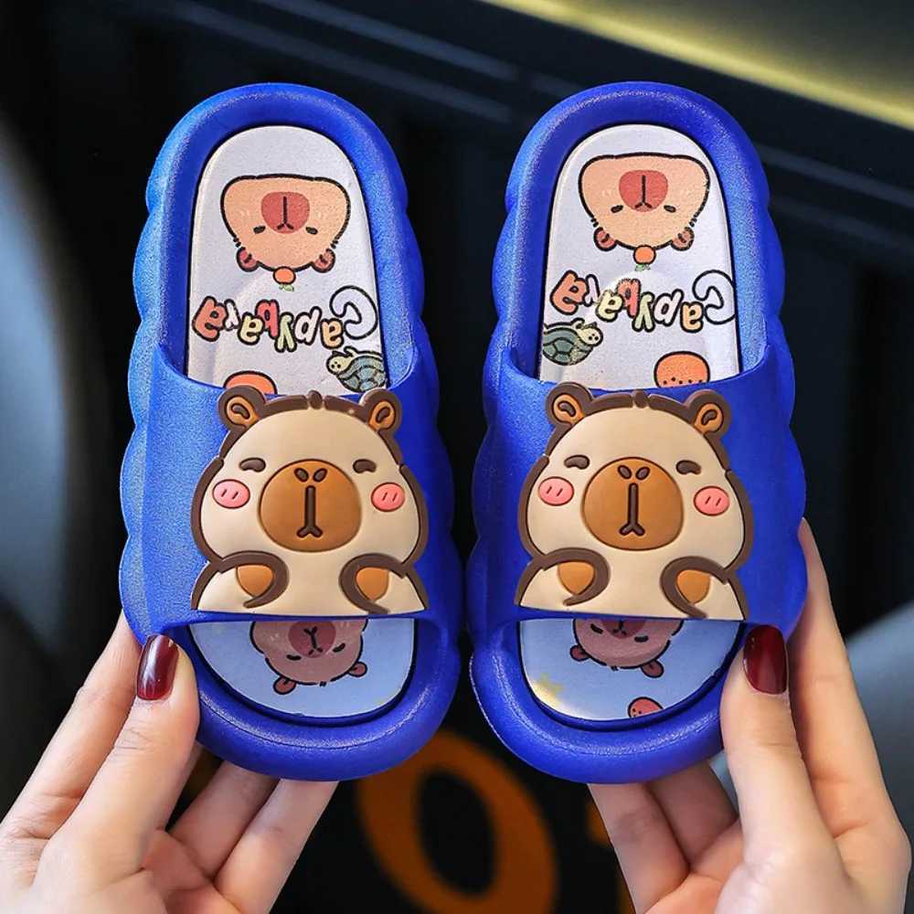 Cute Capybara Design Thick Sole Children Slippers Slides Bathroom Beach Indoor Sandals Summer Cartoon Kids ShoesT250311