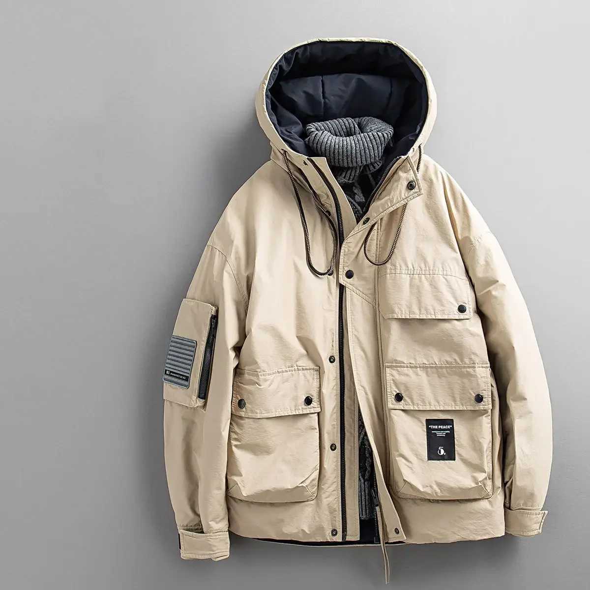 Juspinice Korean Fashion Loose Jacket Cotton Jacket Trend 2024 Winter Warm Hooded Loose Casual Warm Parkas Male ClothingT250311