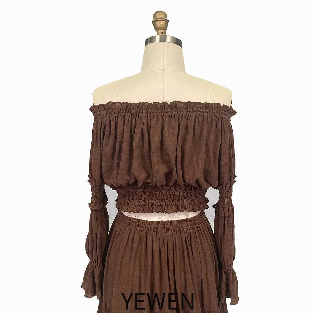 Two Pieces Set Dress Adjustable Waist Woman Boho Photo Shoot Dresses YW231071 X250224