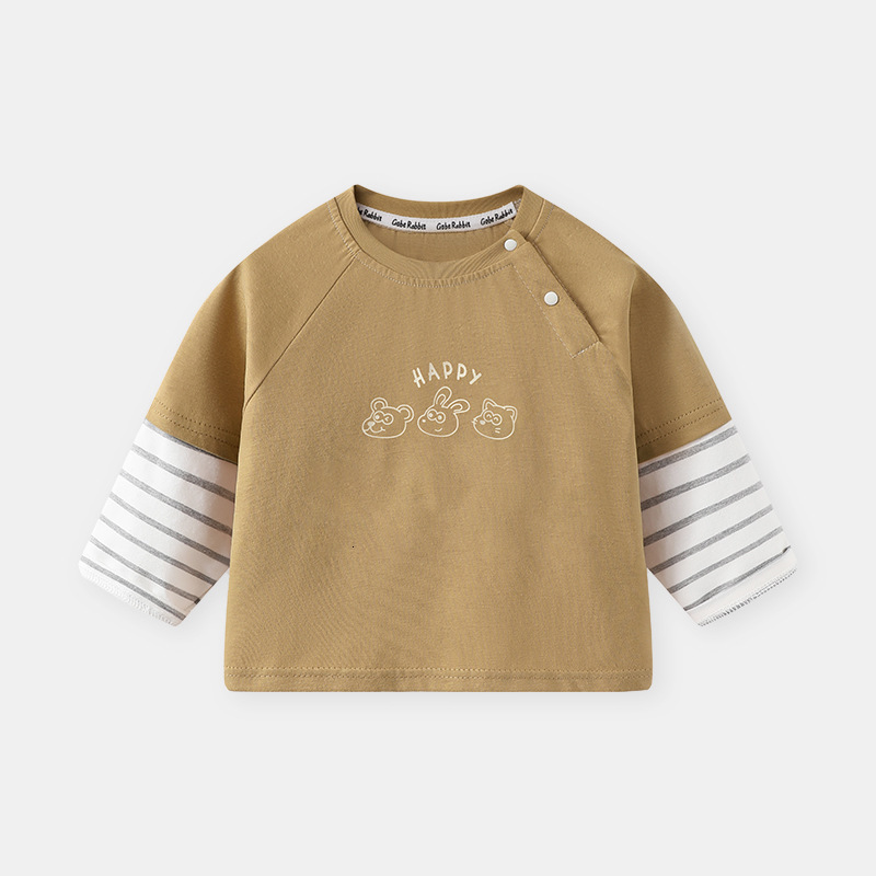 Ddmyshoesvip New Fake Two Piece Long Sleeved T Shirt T Clothes Spring And Autumn Boys Baby Bottom Shirt Children Top