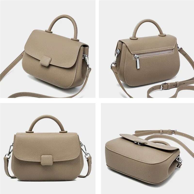 Burminsa Genuine Leather Saddle Small Shoulder Bags For Women 2025 Designer Crossbody Purses Top Handle Ladies Handbags