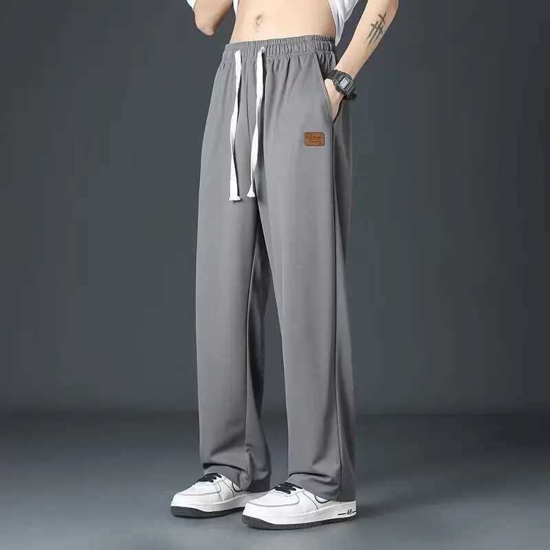Casual Long Jogger Sweat Pants Men For Quick Drying Spring And Summer Thin Trendy Straight Leg Loose Flowing Fashion TrousersT250310