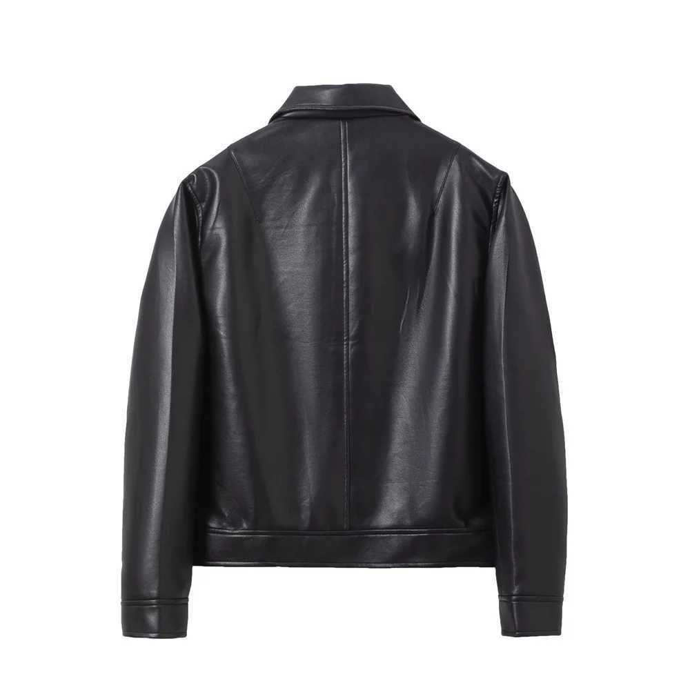 Mens Short Moto Leather Jacket. Solid Color Loose Fit with Metal Double-headed Zipper. Casual PU Leather Jacket.T250311