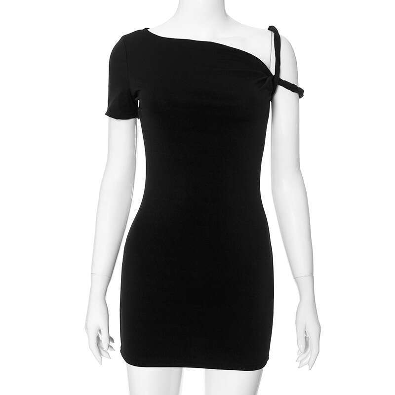 Y24DS059 European and American Women's Summer Kylie Same Style One Shoulder Sexy Bag Hip Asymmetric Dress for Women 2025 Versatile New Trendy Clo