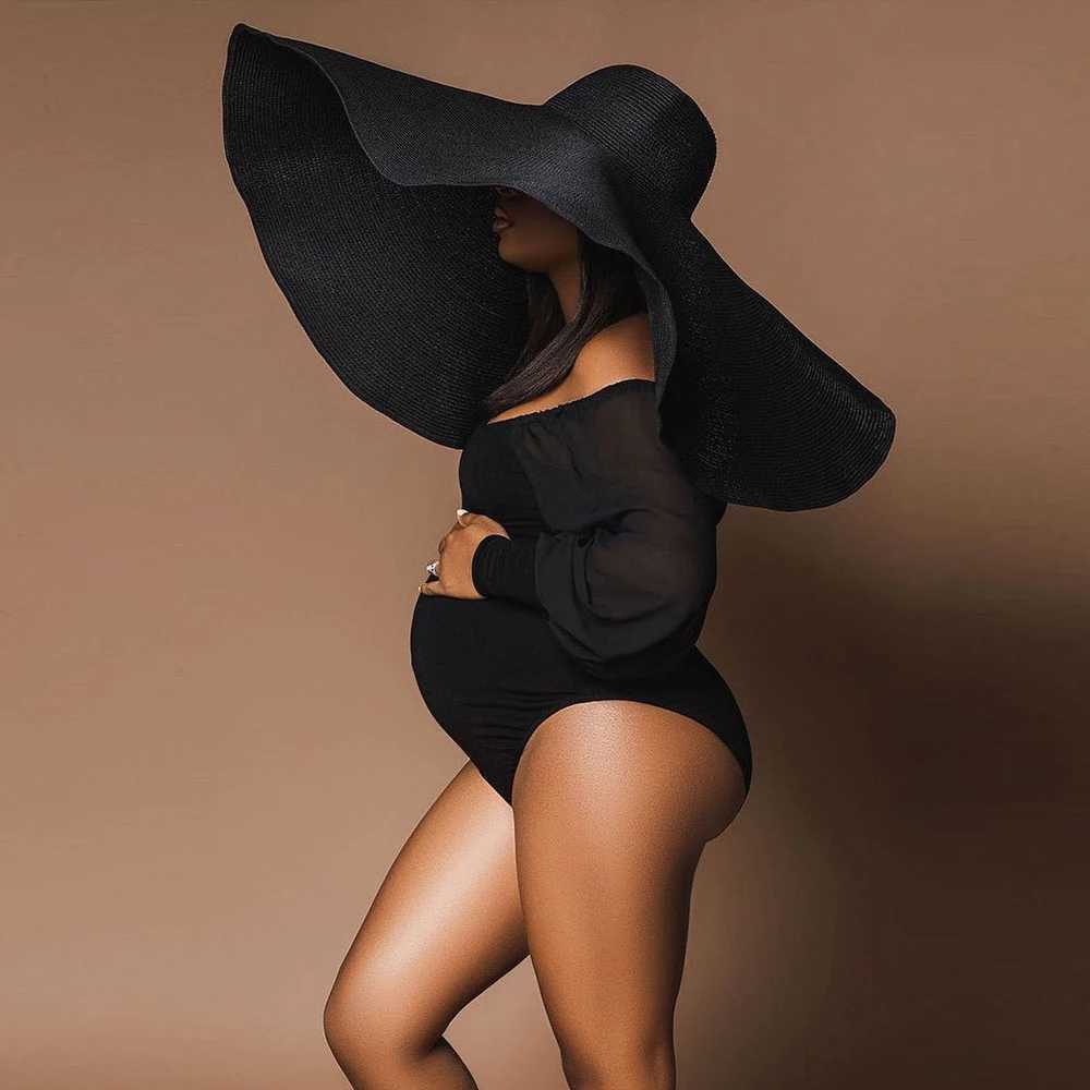 Maternity Photography Bodysuits Strapless Chiffon Long Sleeve Stretchy Clothing Women Dresses For Photo Shoot Studio Accessories X250224