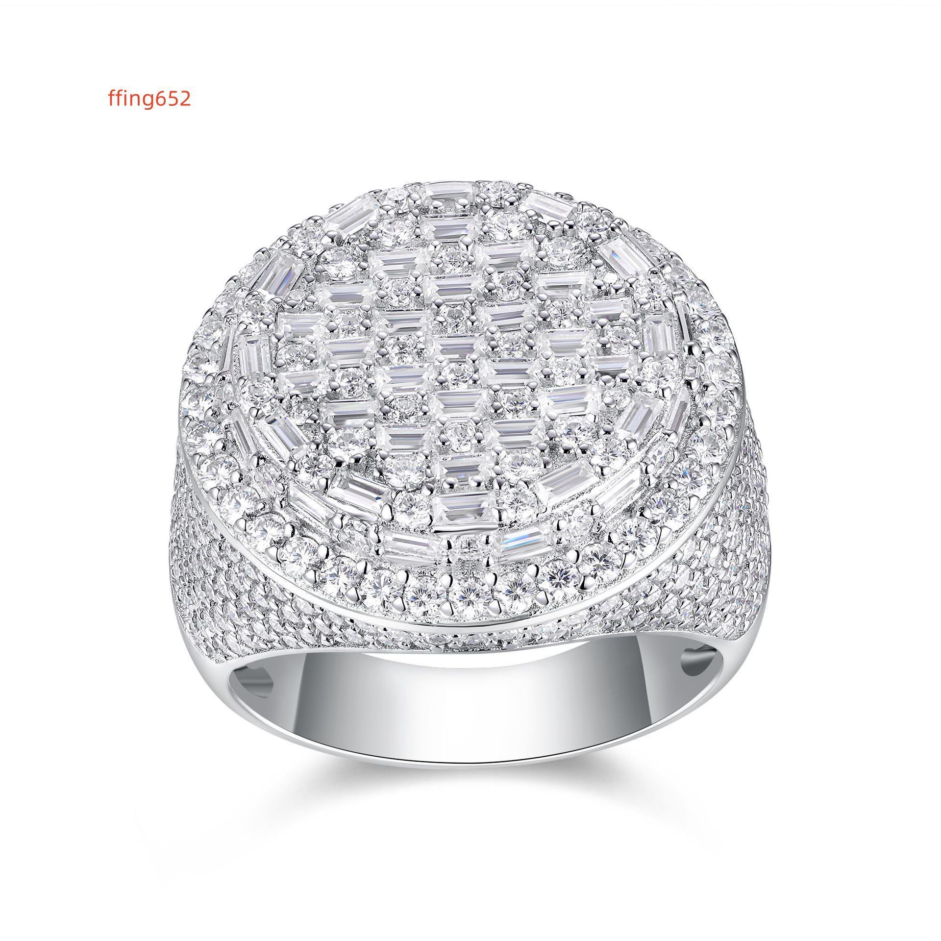 DE Hip Hop Moissanite Men Ring Iced Baguette Moissanite Men Ring Hip Hop Men 925 Silver Moissanite Rings with Certificate