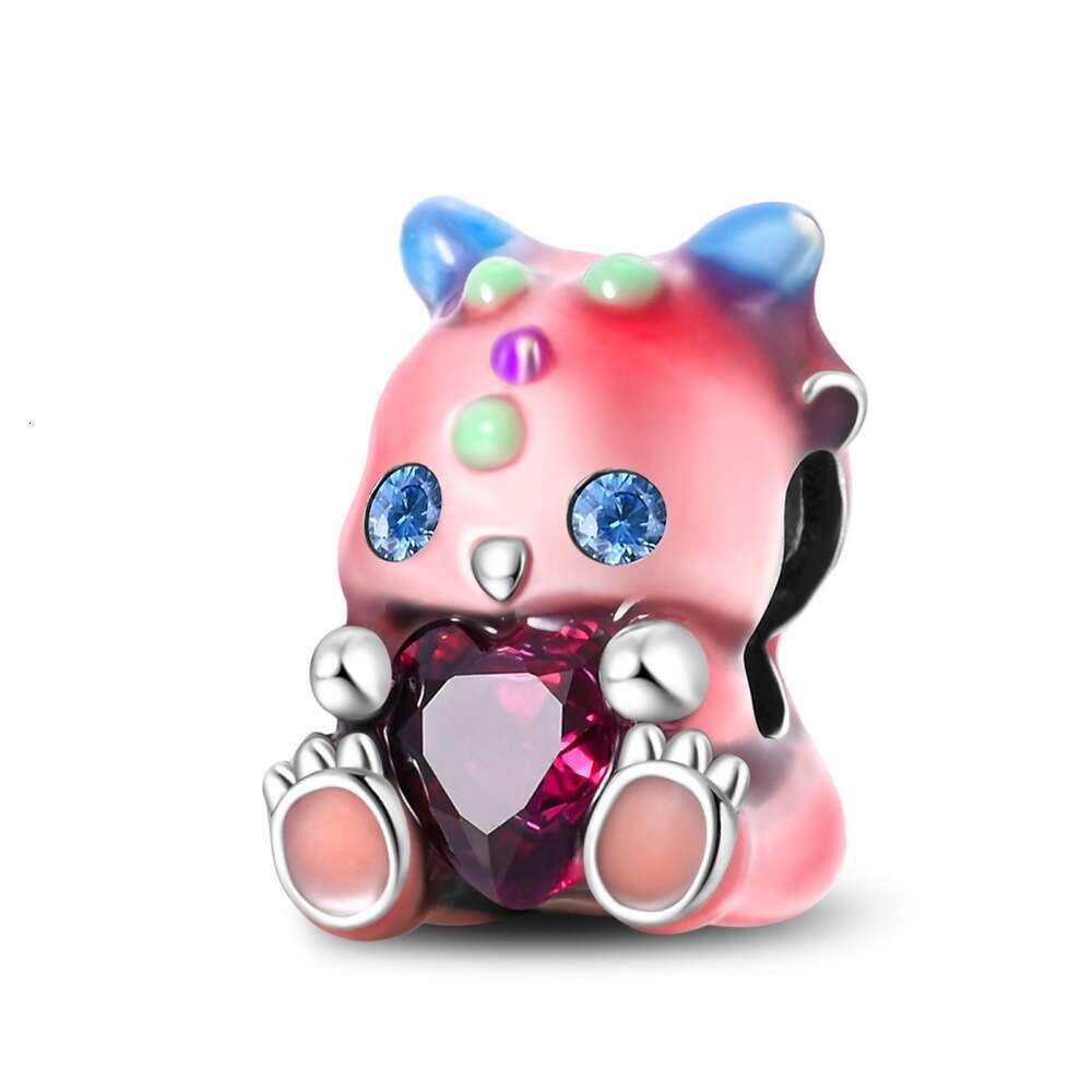 Hot Selling New Cartoon Blessing Series 925 Silver Charms Lucky Black Cat Squirrel Little Lamb Dragon Treasure Charm bead fit bracelet DIY for women J