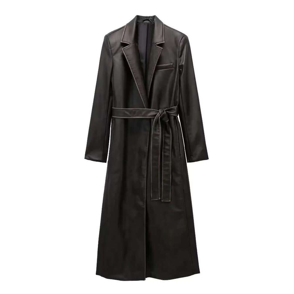 2023 Winter New Women's Clothing Style Light Mature Washed Imitation Leather Windcoat Coat 3427762