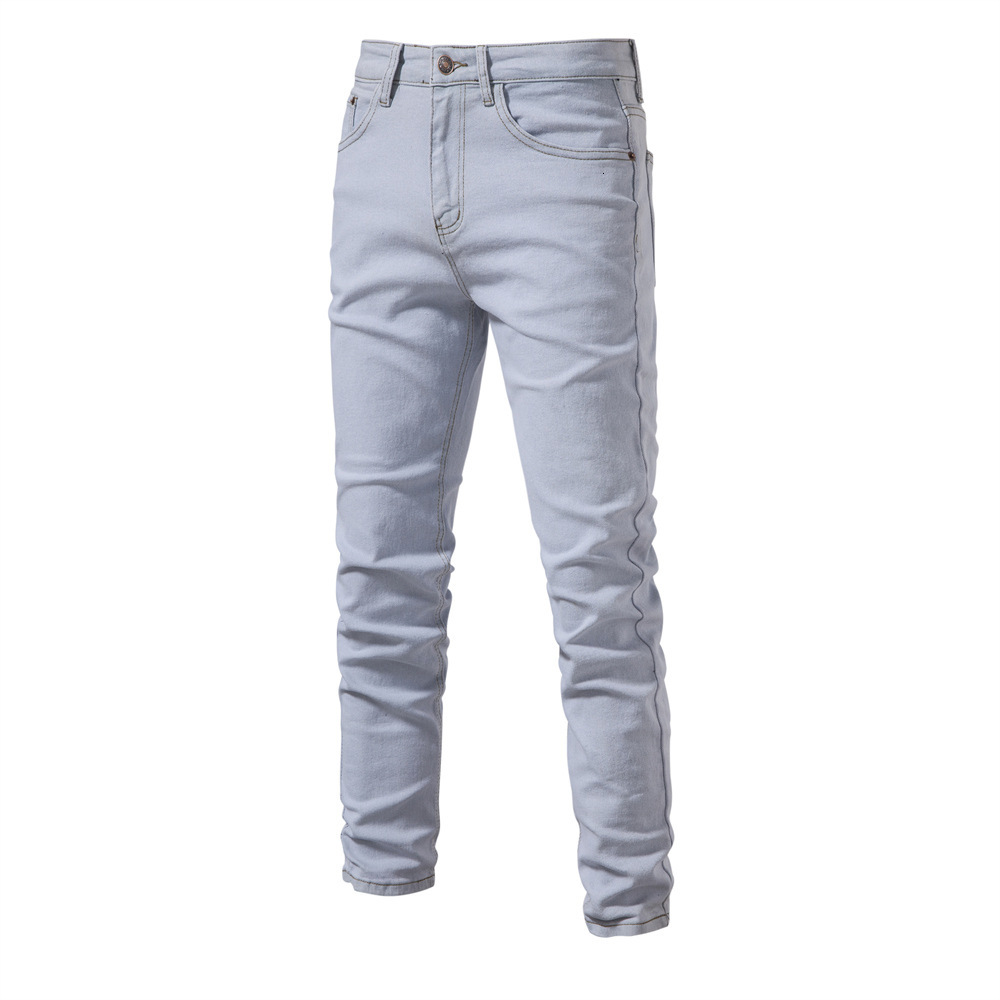 2023 Spring And Autumn New Men's Personalized Denim Wash Trend Casual Micro Elastic Straight Leg Pants