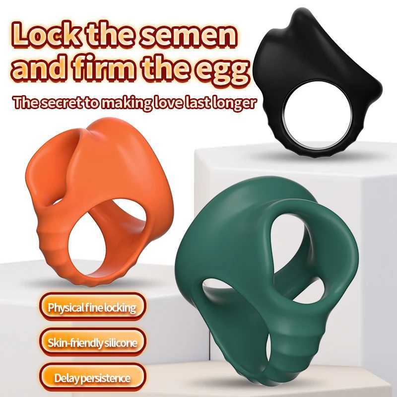 Reusable Penis Ring Silicone Cement Lock Ring Delay Ejaculation Time Lasting Cock Ring Sex Toys For Men Couples Adult ProductsXJ250311