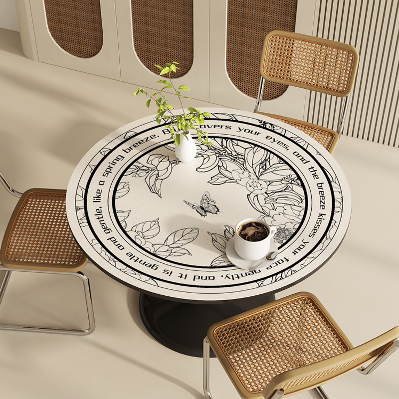 Round table mat waterproof and oil-proof wash-free anti-scalding round coffee table mat home high-grade KDNU01