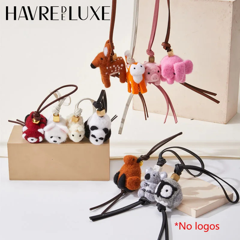 Handmade sheepskin Rope Bag Charm Felt Animal Pendants Cute Car Key Chain DIY Decorative Otter Sea Lion Panda 250311