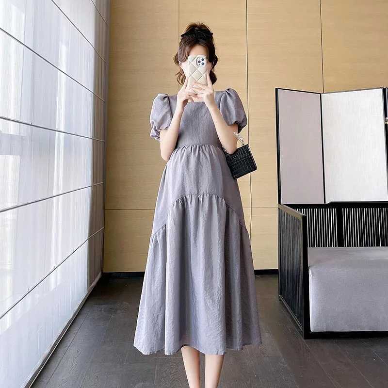 New Maternity Dresses Summer Fashion A-line Loose Short Sleeve Skirt Pregnant Women Clothing Pregnancy Mom Printed Doll DressT250311