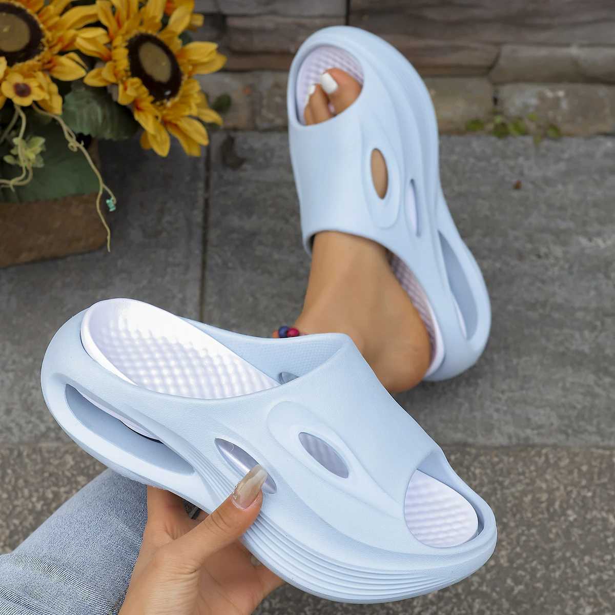 Thick Bottom Eva Sports Slippers Women Fi White N Slip Platform Sandals Woman Summer 2025 Soft Sole Outdoor Beach SlidesXJ250311