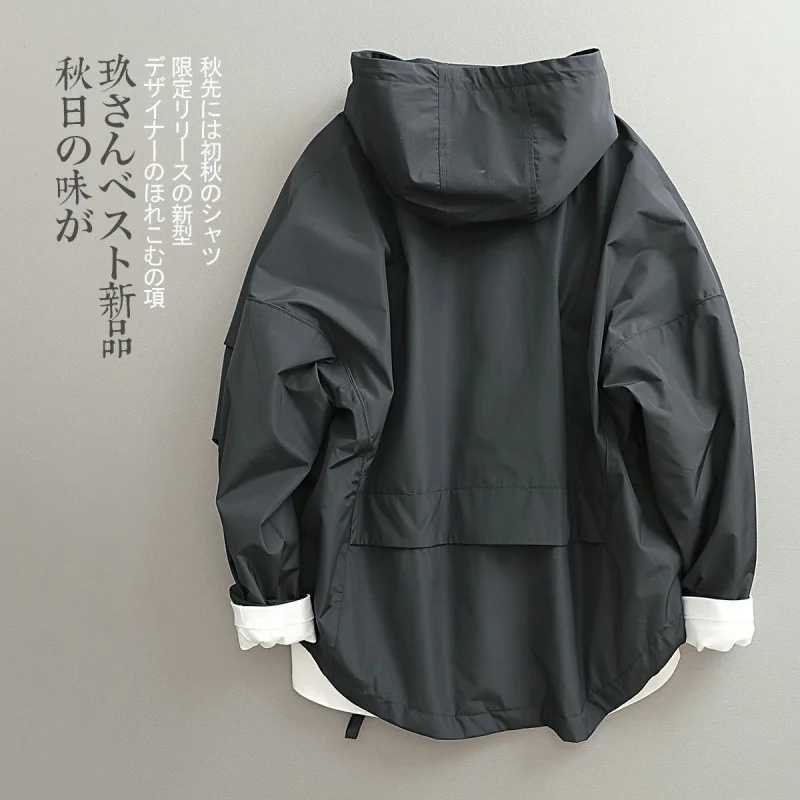 Spring Autumn Windbreak Jackets Men Japanese Vintage Fashion Three-dimensional Hoodie Loose Male Coat Bomber Jacket Men ClothingT250311