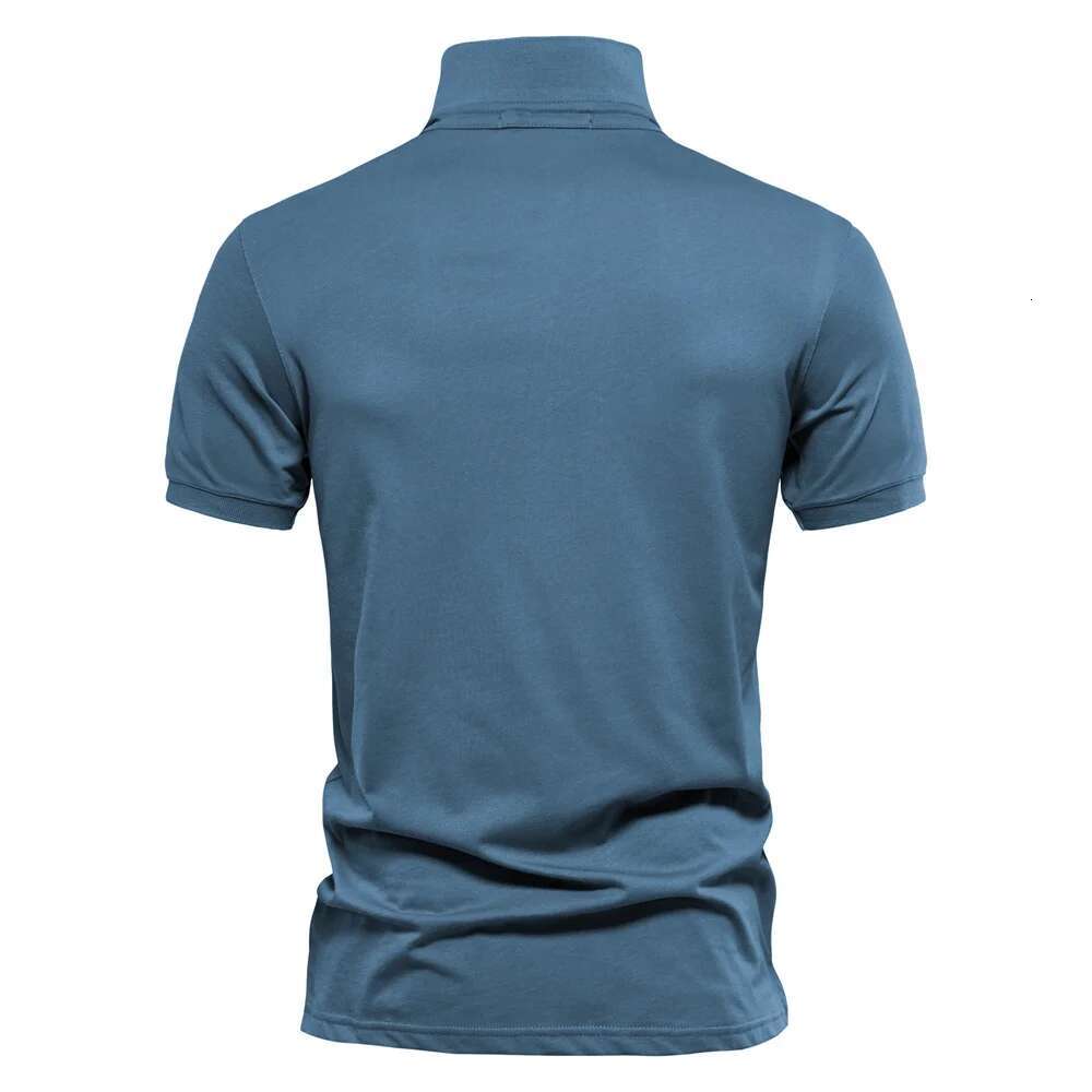 Cotton Embroidery Men's Solid Color Short Sleeve Polo Shirts For New Summer Brand Social Polos Men
