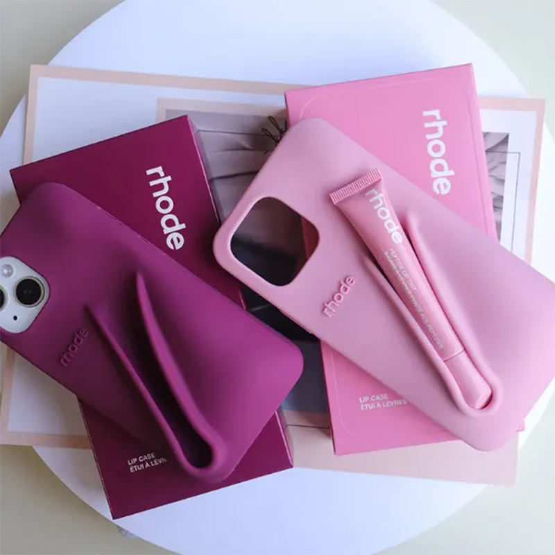 rhode phone case Lipstick Portable Case Design Lip Gloss Lipstick Lip Balm 3D Make-Up Silicone Phone Case for iPhone 16 15 14 13 12 Pro Max Holder Cov