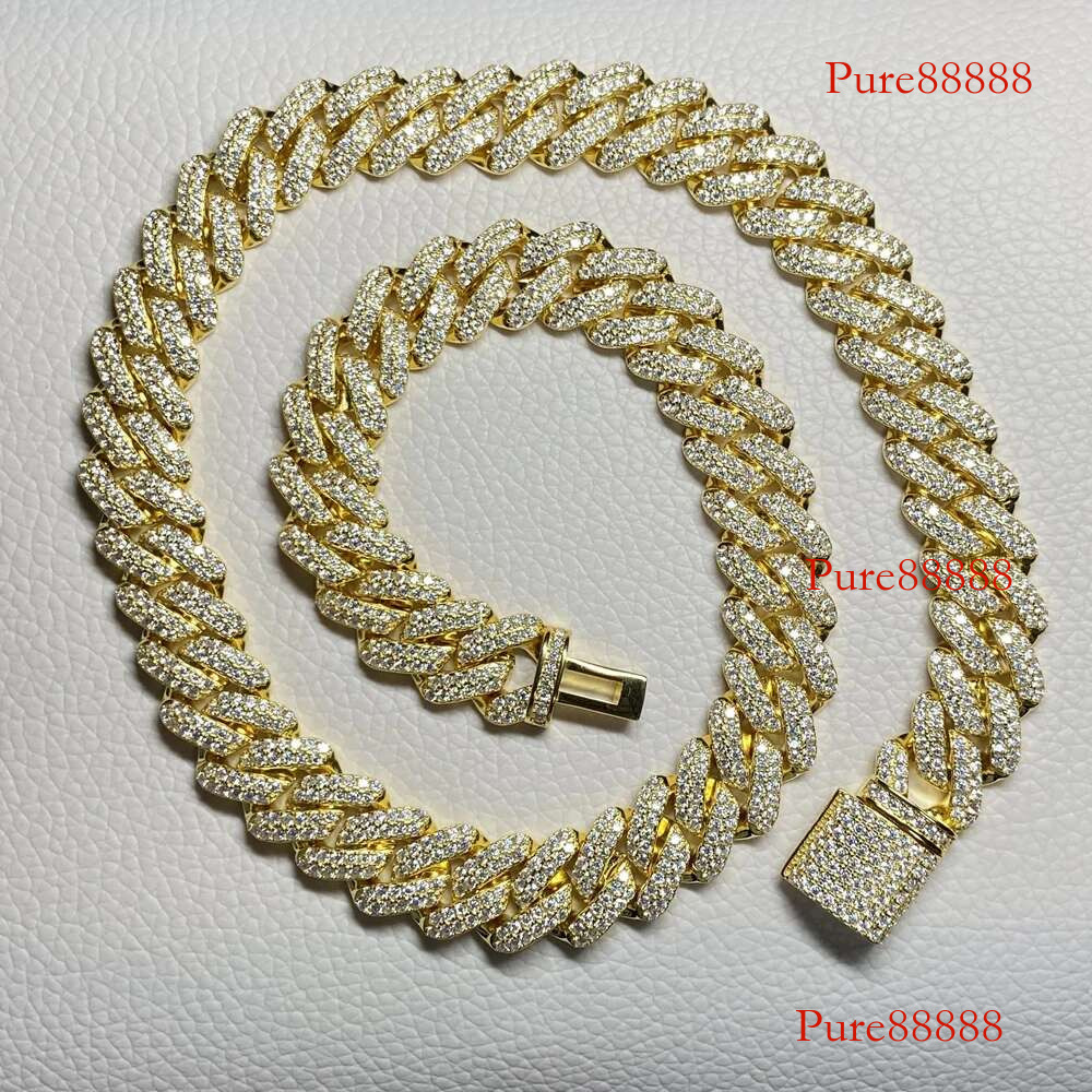 Meisidian 14mm Width 7 Inches Sliver Full White Moissanite Dia Yellow Gold Plated Cuban Hiphop Bracele On Sale