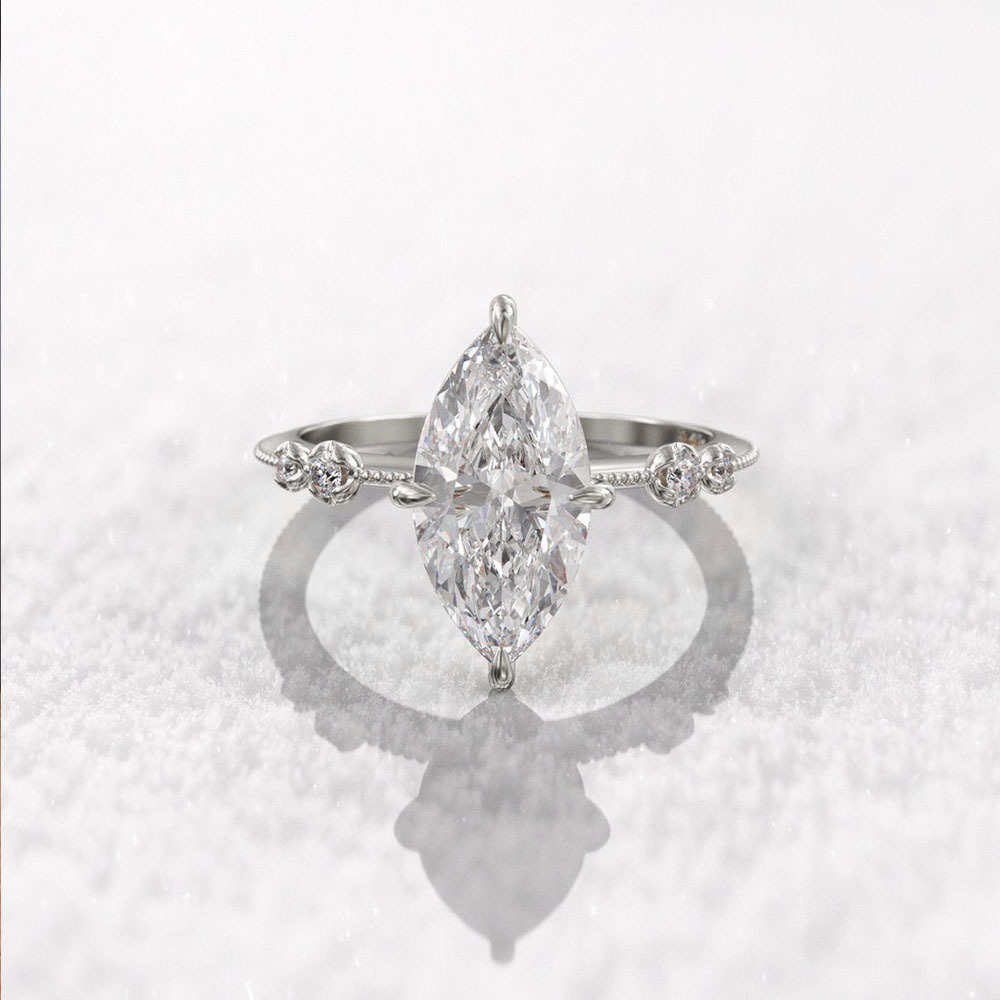 Choucong Ins Top Sell Wedding Rings Vintage Jewelry 925 Sterling Silver 18K Gold Fill Marquise Cut White Lab Moissanite Diamond Lady Women Engagement 