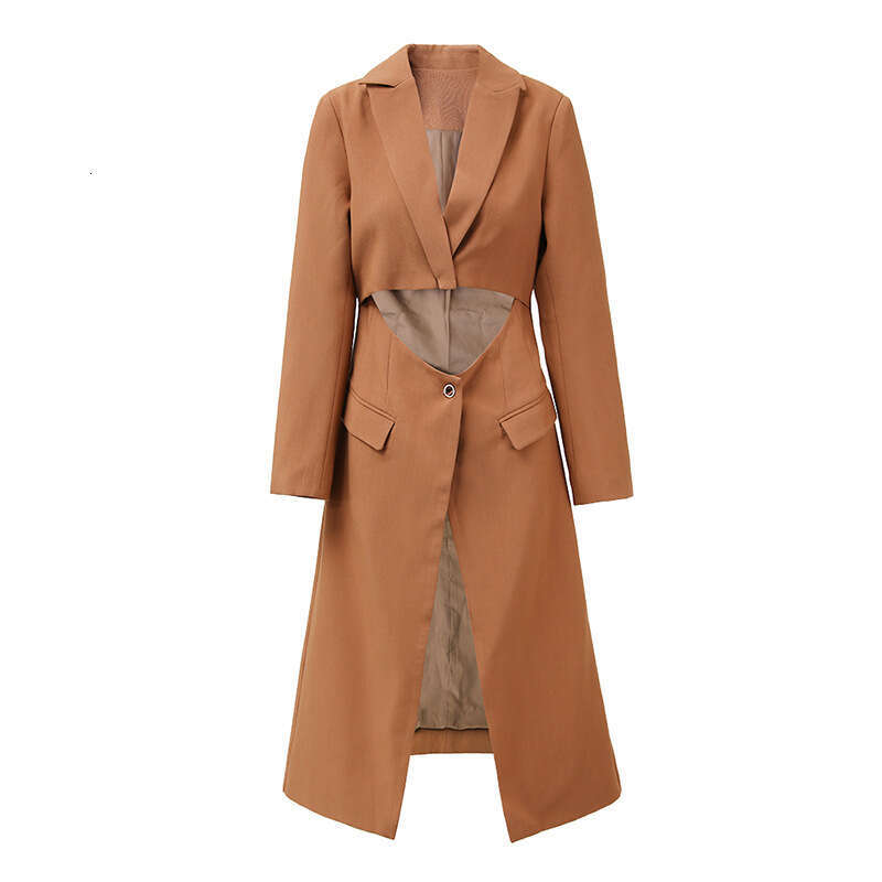 Heavy Industry Design Sense 24 Autumn New Item Niche Personality Loose Single Button Cardigan Over The Knee Slimming Windbreaker Jacket
