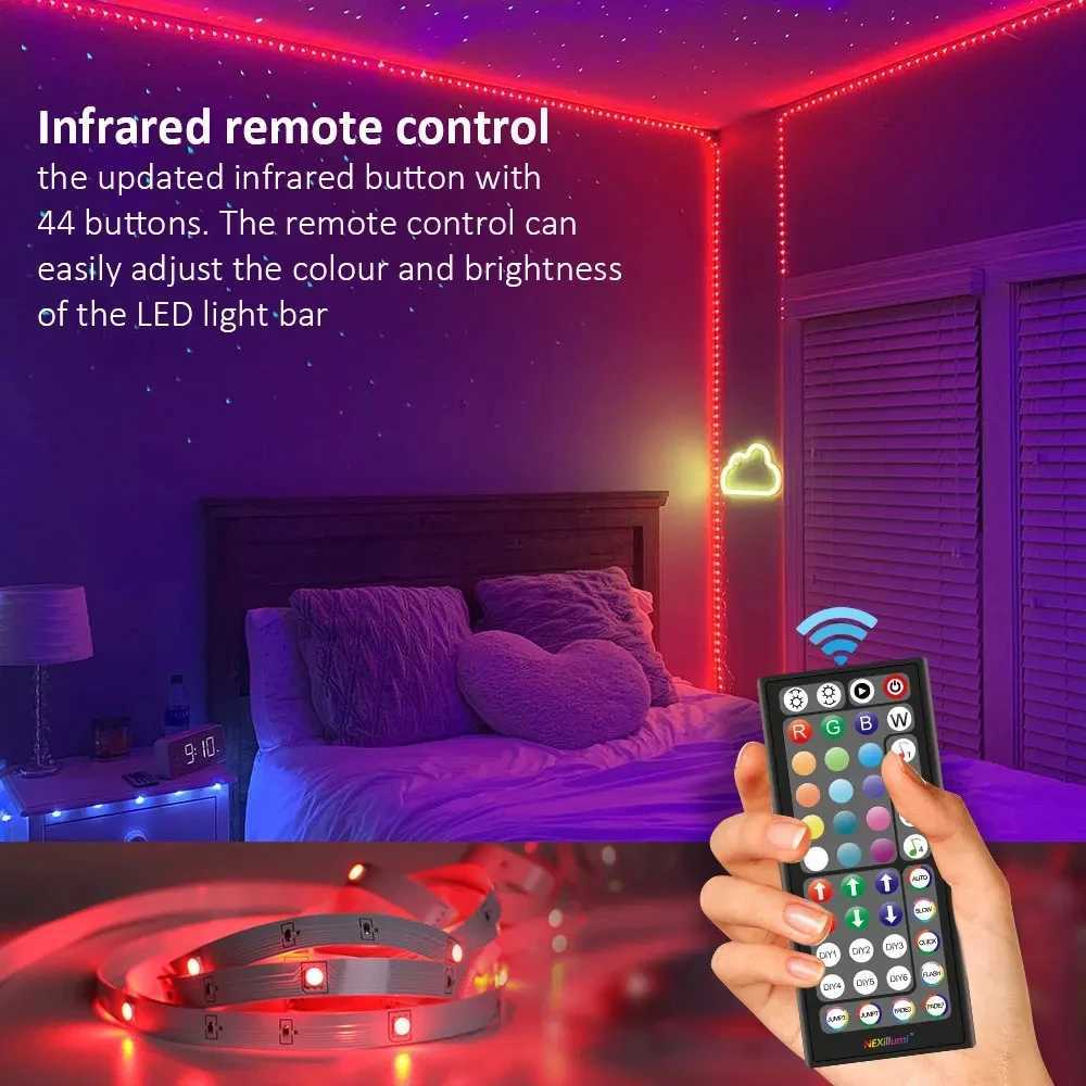 RGB LED Strip Lights 100ft/1181.1inch (1 Roll) Music Sync Color Changing Lamp With Remote App Control Room Lighting Luces Led Z250311