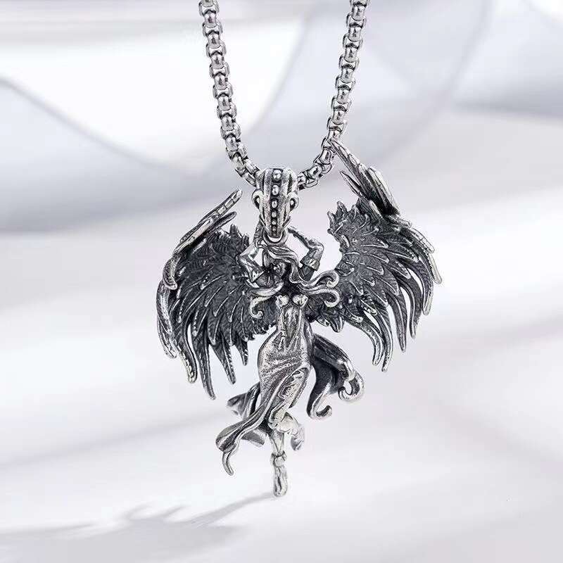 Evil Angel Necklace Unisex Punk Fashion Style Versatile Personalized Accessories
