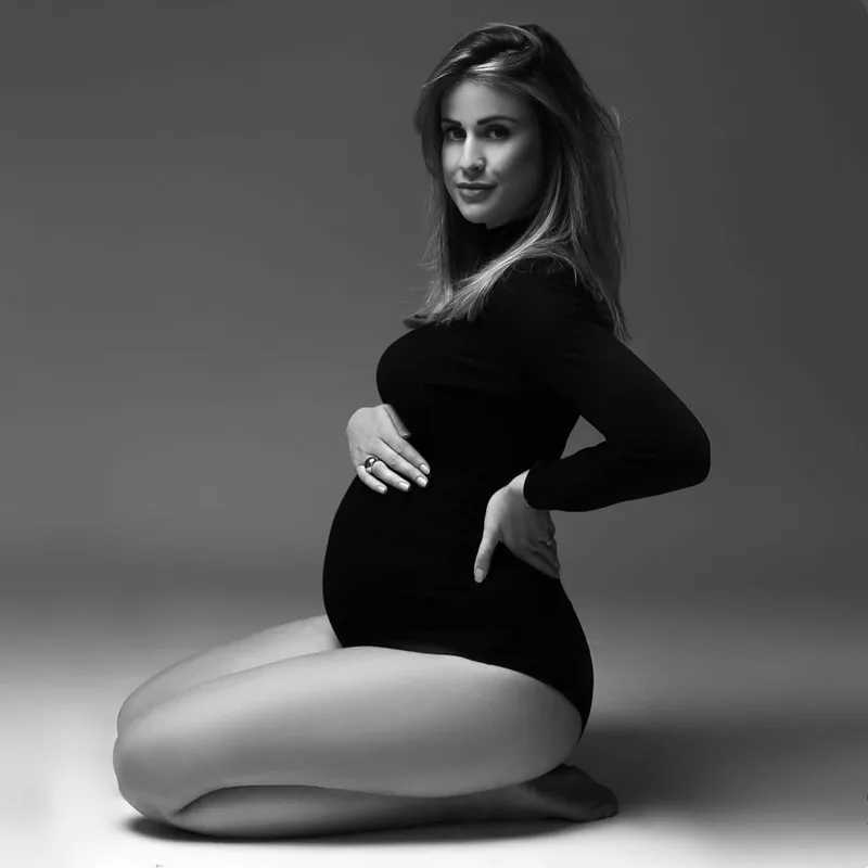 Snake Print Stretchy Maternity Photography Bodysuits High Neck Full Sleeve Pregnancy Bodysuit For Photo Shoot X250224